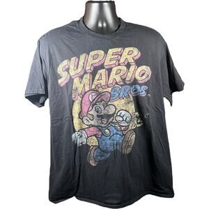 Nintendo Super Mario Bros Y2K Graphic Tee - Black Vintage Regular Fit Retro